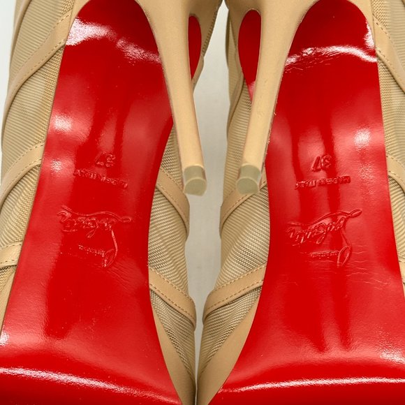 Christian Louboutin DOUX VOILE 120 Leather Mesh Platform Bootie Boot Heels - Picture 14 of 15